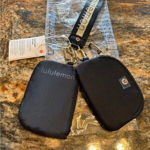 Lululemon Twin Black Pochette Wristlets with Gold Hardware NWT